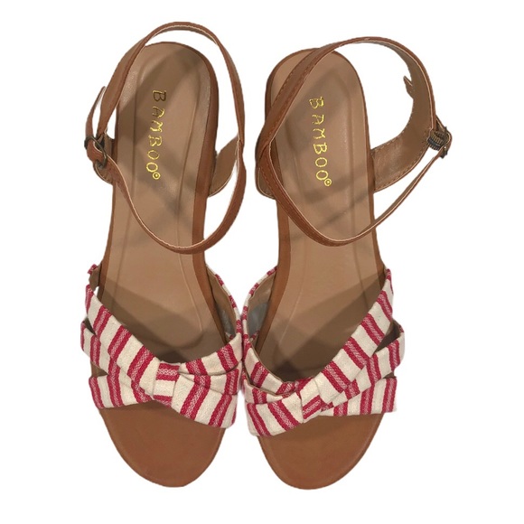 NWOT Bamboo Platform Wedge Espadrilles Sandals - Picture 3 of 11